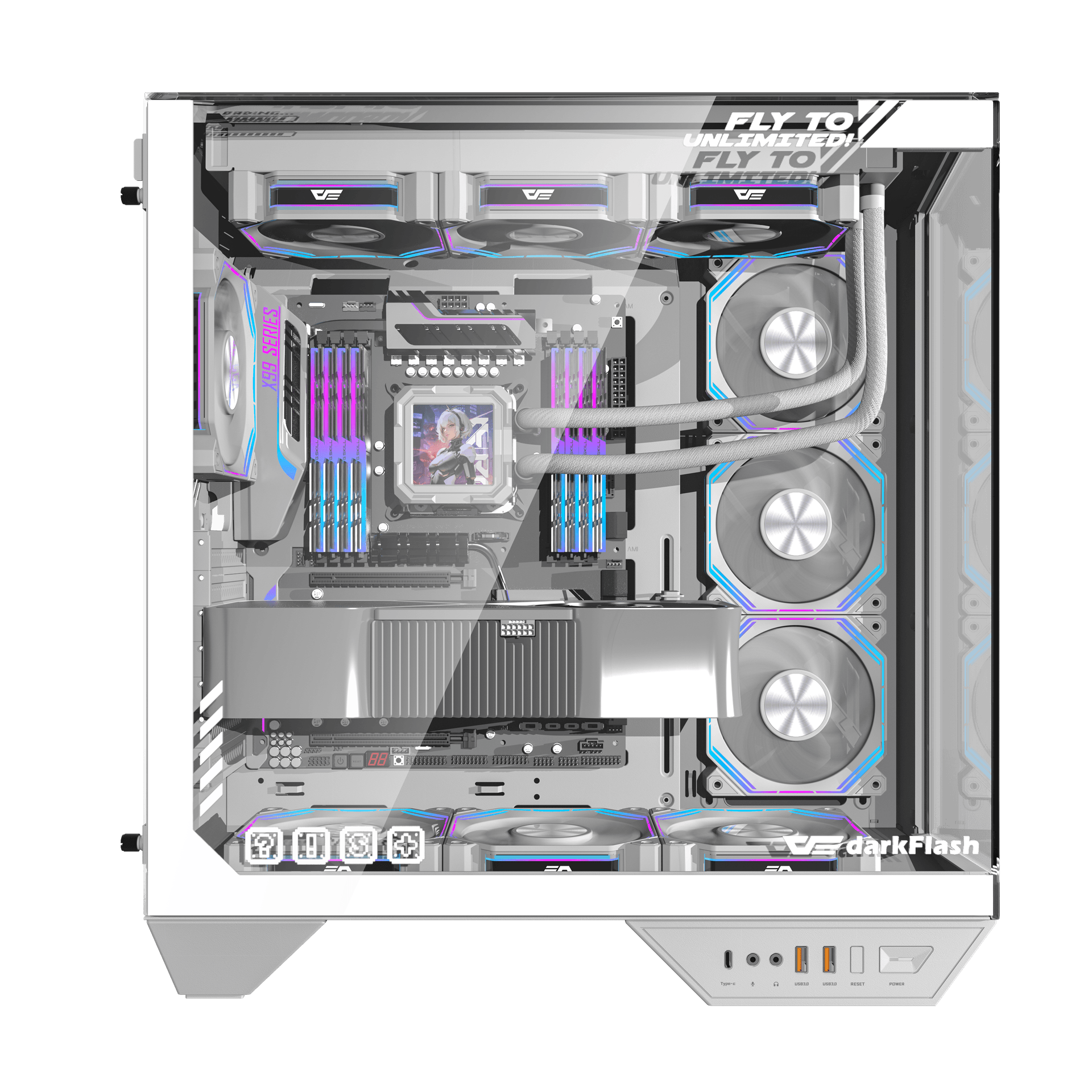 VỎ CASE PC ATX DARKFLASH DY470 WHITE