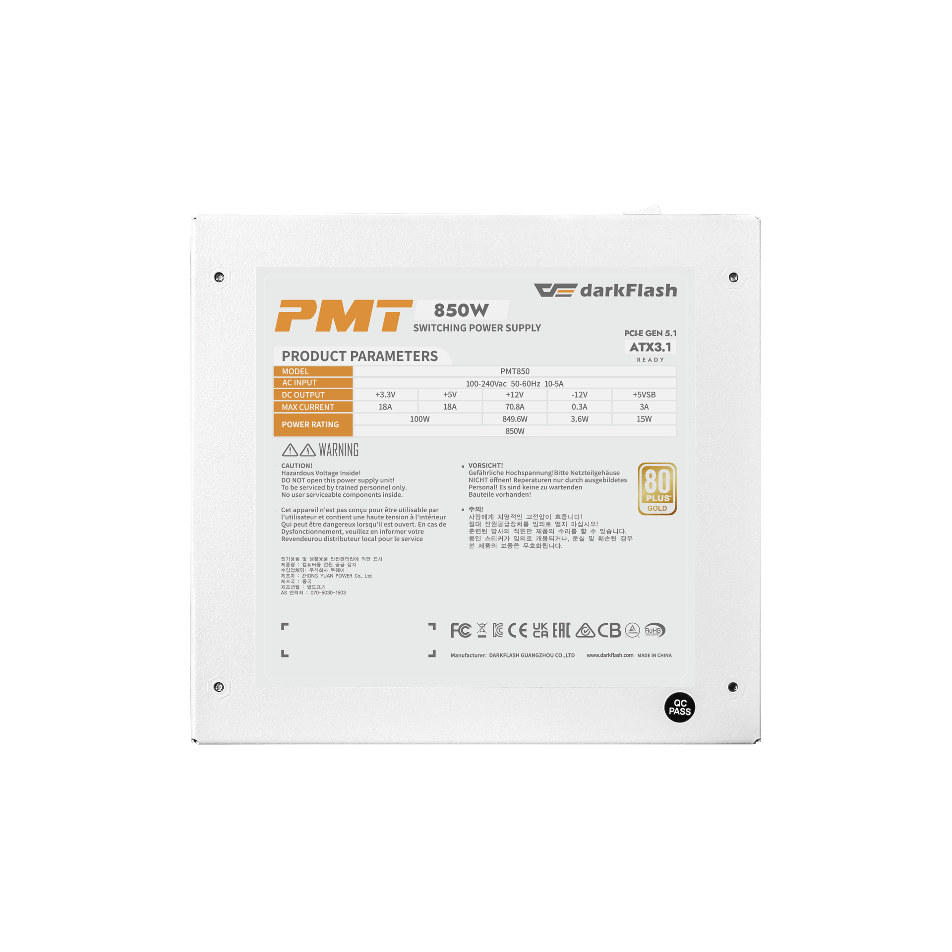 NGUỒN DARKFLASH PMT 850 GOLD FULL MODULAR POWER SUPPLY